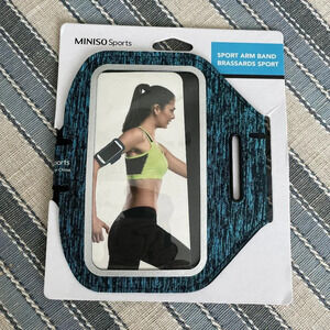 Miniso Sports Polyester Elastane Sport Arm Band Blue & Black Sz OS NWOT